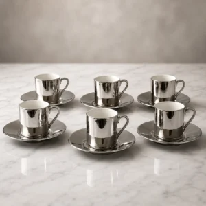 tkfincansilver-3 Süblimasyon Silver Gümüş Türk Kahvesi Fincan Seti 6’lı – Porselen