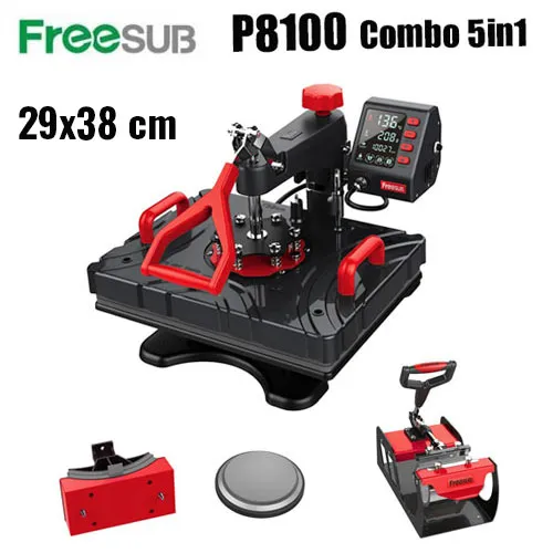 P8100 Freesub Combo 5'i 1 Arada Transfer Baskı Presi 29x38 cm