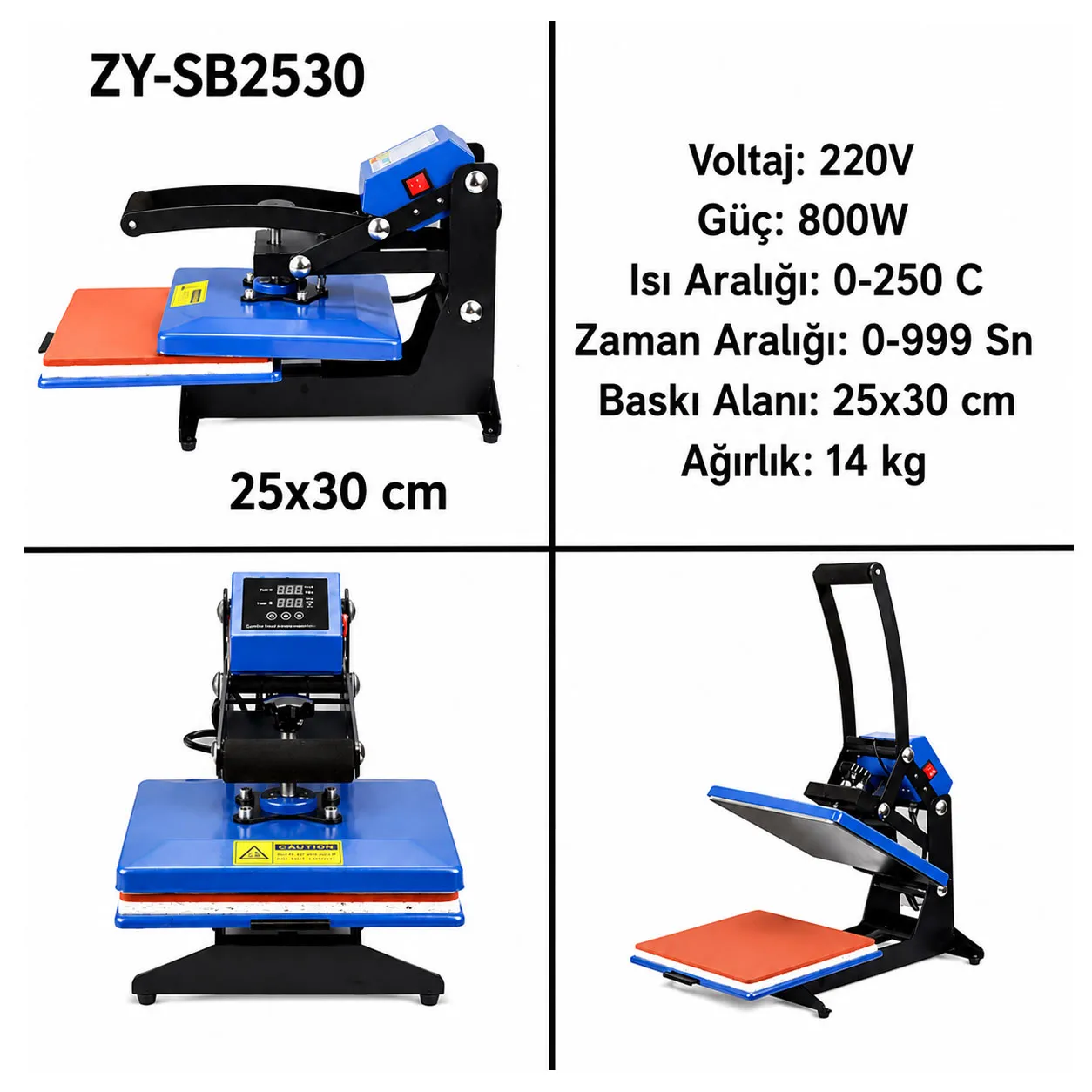 Düz Transfer Baskı Presi 25x30 cm ZY-SB2530